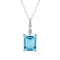 10k White Gold Genuine Emerald Cut Blue Topaz and White Topaz Pendant
With Chain