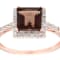 10k Rose Gold Square Smoky Quartz and Diamond Halo Ring