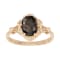 10k Yellow Gold Vintage Style Genuine Oval Smoky Quartz and Diamond Halo Ring
