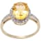 10k Yellow Gold Oval Citrine and Diamond Halo Ring