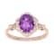 10k Rose Gold Vintage Style Genuine Oval Amethyst and Diamond Halo Ring