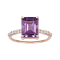 10k Rose Gold Emerald-Cut Amethyst and White Topaz Ring