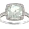 10k White Gold Cushion Prasiolite and Diamond Halo Ring