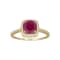 10k Yellow Gold Cushion Ruby and Diamond Halo Ring