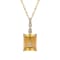 10k Yellow Gold Genuine Emerald Cut Citrine and White Topaz Pendant With Chain