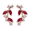 10K Rose Gold Ruby and White Topaz Crescent Earrings