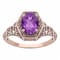 10k Rose Gold Vintage Style Genuine Oval Amethyst Filigree Ring