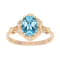 10k Yellow Gold Vintage Style Genuine Oval Blue Topaz and Diamond Halo Ring