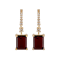 10K Yellow Gold Rectangular Octagonal Garnet and White Topaz Dangle Earrings