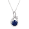 10k White Gold Genuine Round Sapphire Pendant With Chain