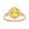 10k Yellow Gold Vintage Style Genuine Oval Citrine and Diamond Halo Ring