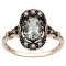 10k Yellow Gold Vintage Style Genuine Oval Prasiolite and Cultured-Pearl Ring