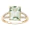 10k Yellow Gold Genuine Emerald-Cut Prasiolite and Split-Shank Diamond Ring