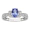10k White Gold Vintage Style Oval Tanzanite and Diamond Ring