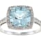 10k White Gold Cushion Blue Topaz and Diamond Halo Ring