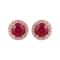 10K Rose Gold Ruby and White Topaz Halo Earrings