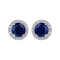 10K White Gold Sapphire and White Topaz Halo Earrings