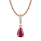 10k Rose Gold Genuine Pear-Shape Ruby and Diamond Drop Pendant With Chain