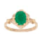 10k Yellow Gold Vintage Style Genuine Oval Emerald and Diamond Halo Ring