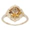 10k Yellow Gold Vintage Style Cushion Citrine and Diamond Ring