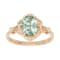 10k Yellow Gold Vintage Style Genuine Oval Prasiolite and Diamond Halo Ring