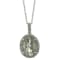 10k White Gold Oval Prasiolite and Diamond Halo Pendant With Chain