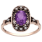 10k Rose Gold Vintage Style Genuine Oval Amethyst and Cultured-Pearl Ring