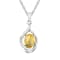 10k Yellow Gold Genuine Oval Citrine and Diamond Pendant With Chain