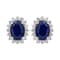 10K White Gold Sapphire and Diamond Halo Earrings