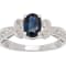 10k White Gold Vintage Style Oval Sapphire and Diamond Ring