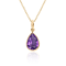 1.7 CT Pear Shape Purple Amethyst Solitaire Pendant Necklace in 14K Gold Filled