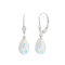 14K Solid White Gold Lab Created White Rainbow Opal Teardrop Earrings
