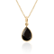 Pear Shape Black Onyx Solitaire Pendant Necklace in 14K Gold Filled