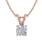FINEROCK 1/3 Carat 4-Prong Set Solitaire Diamond Pendant in 10K Rose
Gold (Silver Chain Included)
