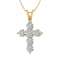 FINEROCK 14K Yellow Gold Diamond Cross Pendant 2.0ctw (Silver Cable
Chain) - IGI Certified