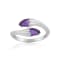 GEMISTRY Pear Cabochon Gemstone Satin Finish Bypass Ring in Sterling Silver