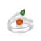 GEMistry Chrome Diopside and Fire Opal Bypass Ring in Sterling Silver