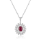 GEMISTRY Ruby & Diamond Pendant Necklace in Sterling Silver 18" Chain