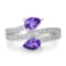 GEMistry Amethyst with Cubic Zirconia Accents 925 Sterling Silver Bypass Ring