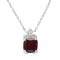 GEMistry Red Garnet Sterling Silver 18 Inch Cable Chain Pendant Necklace