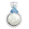 Sterling Silver Freshwater Pearl,Swiss Blue Topaz and White Topaz
Pendant with 18" Rope Chain