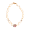 Sterling Silver Nano Morganite, White Cubic Zirconia and Fresh Water
Pearl Bracelet