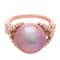14K Pink Gold 1/2cttw Diamond and Natural Ming Pearl Ring