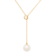 14K Yellow Gold 1/10cttw Diamond and Ming Pearl Lariat Necklace