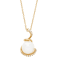 14K Yellow Gold 1/5cttw Diamond and White Ming Pearl Pendant with
18" Cable Chain