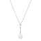 Sterling Silver Freshwater Pearl and Created White Sapphire Pendant with
18" Rope Chain