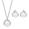 Sterling Silver Diamond and White Button Freshwater Pearl Pendant and
Earrings Set