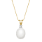 10K Yellow Gold Diamond and Fresh Water Pearl Pendant with 18" Rope Chian