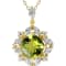 18KY 3/4 CTW Diamond Fashion Pendant With 1 5/8 CTW Cushion Peridot