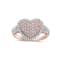 14KT Rose Gold Heart Shaped Ring with 3/4 CTTW Pink and White Diamonds